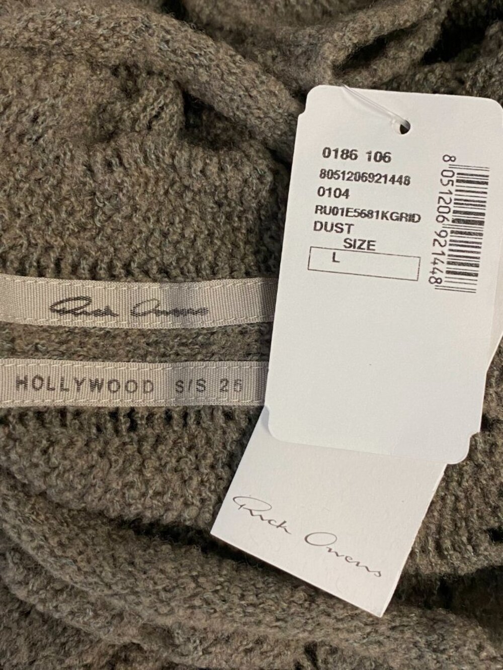 Rick Owens Men's Gray Hollywood Oversized Pull Sweater Size L - Picture 4 of 4